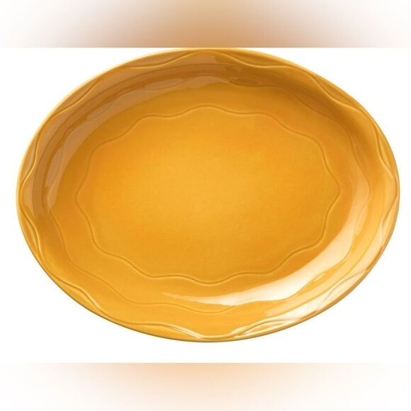 Syracuse USA Oval Plate Serving Platter Sunny Saffron Yellow Orange Heavy China - Picture 8 of 14